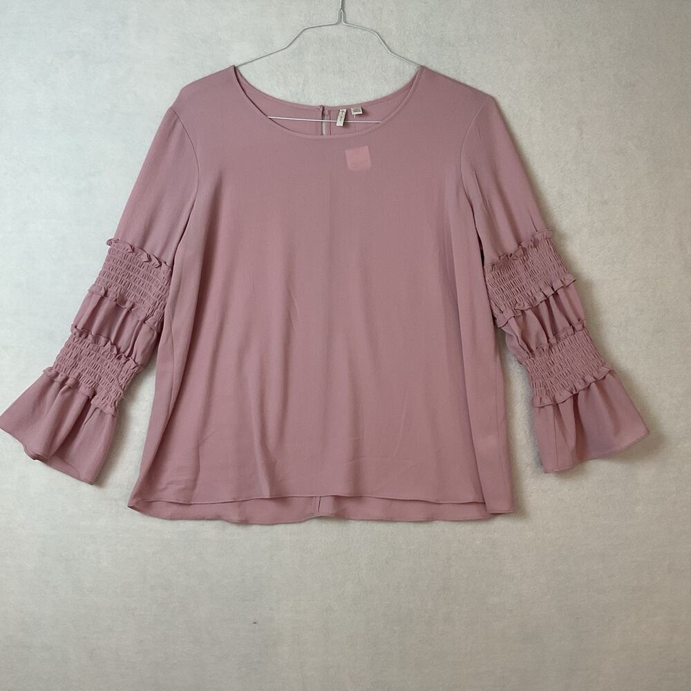 C Est 1946 Cato Blouse Womens‎ XL Pink Long Sleeve Ruffles Smocking Detail Boho